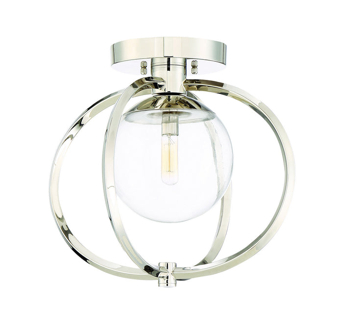 Craftmade One Light Semi-Flush Mount from the Piltz collection in Polished Nickel finish