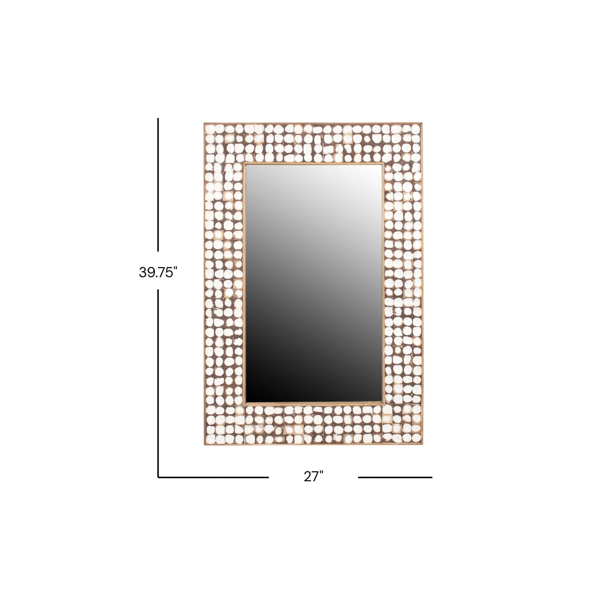 Design Shop Hampton Rectangle Coconut Shell Mirror, 26"H, White Patina