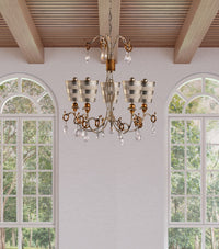 Lucas + McKearn - CH1038-S - Five Light Chandelier - Tivoli - Cream Patina With Silver And Gold