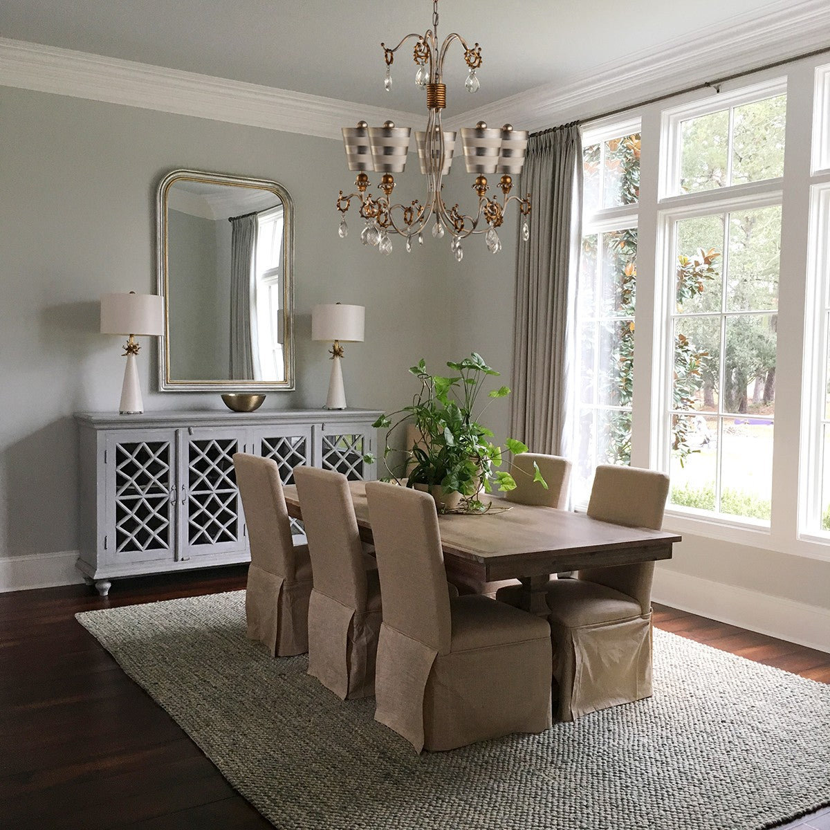 Lucas + McKearn - CH1038-S - Five Light Chandelier - Tivoli - Cream Patina With Silver And Gold