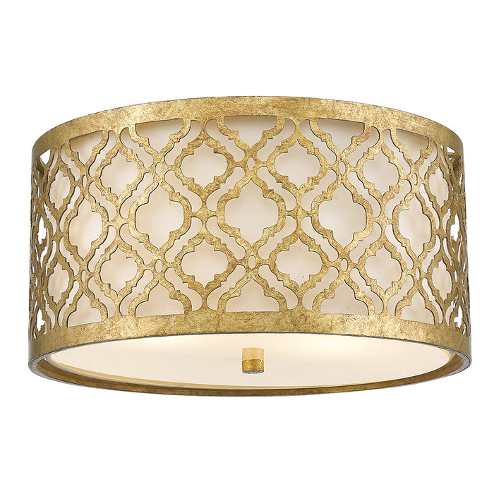 Lucas + McKearn Two Light Flush Mount from the Arabella collection in Distressed Gold finish