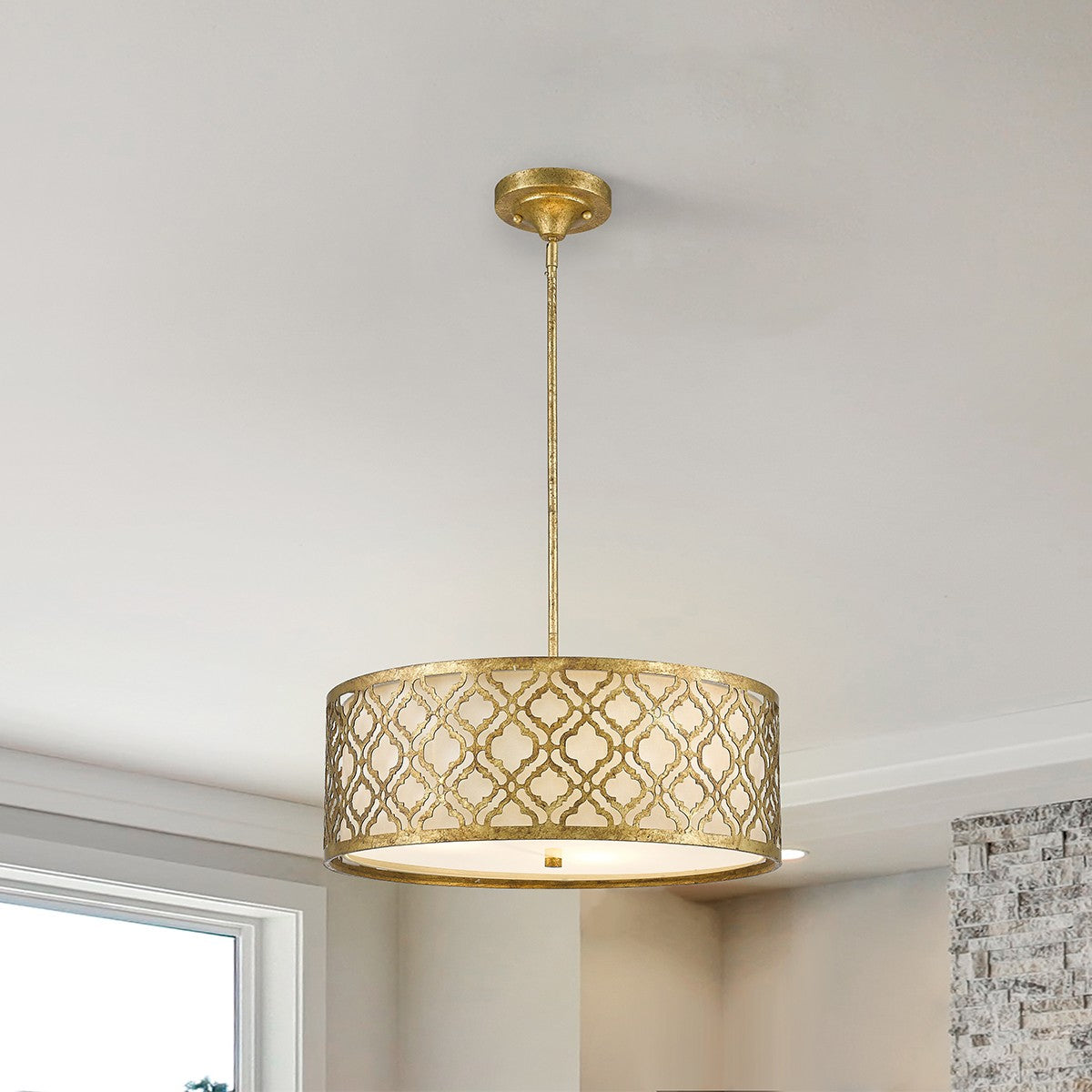 Lucas + McKearn - GN/ARABELLA/P/L - Three Light Pendant/Semi Flush - Arabella - Distressed Gold