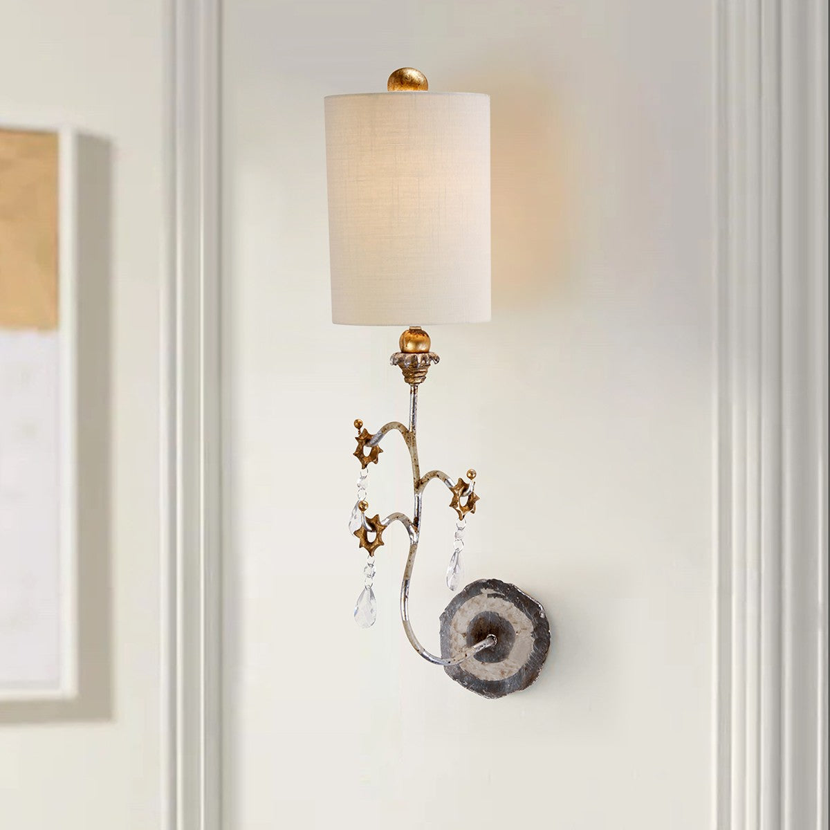 Lucas + McKearn - SC1038-S - One Light Wall Sconce - Tivoli - Cream Patina With Silver And Gold