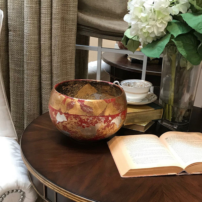 Lucas + McKearn - SI-B1212 - Bowl - Vermillion - Red, Gold, And Silver Leaf