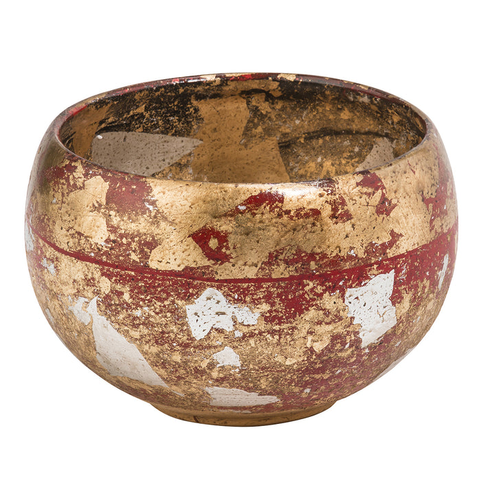 Lucas + McKearn - SI-B1212 - Bowl - Vermillion - Red, Gold, And Silver Leaf
