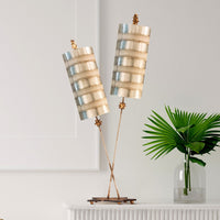 Lucas + McKearn - TA1029 - Two Light Table Lamp - Nettle Luxe - Silver Stripes
