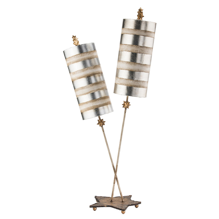 Lucas + McKearn Two Light Table Lamp from the Nettle Luxe collection in Silver Stripes finish