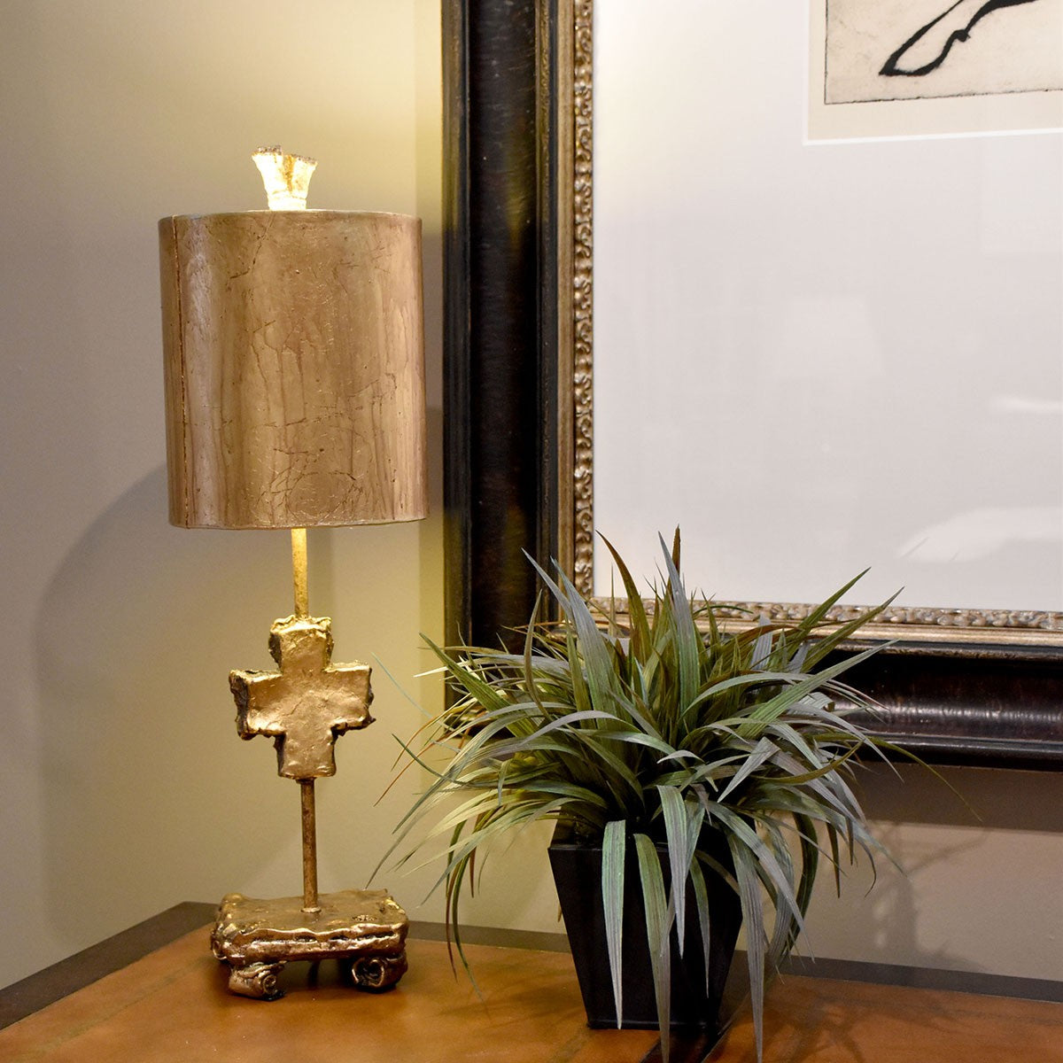 Lucas + McKearn - TA1233 - One Light Table Lamp - Cross Gold - Gold Leaf