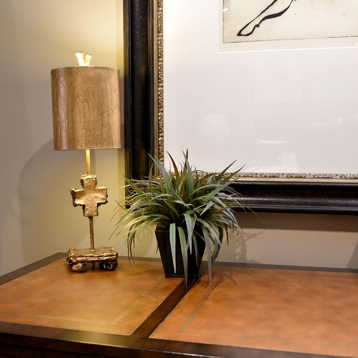 Lucas + McKearn - TA1233 - One Light Table Lamp - Cross Gold - Gold Leaf