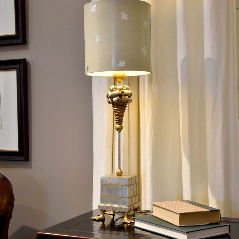 Lucas + McKearn - TA1258 - One Light Table Lamp - Pompadour X - Gold and silver leaf