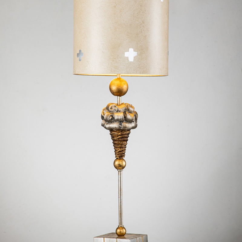 Lucas + McKearn - TA1258 - One Light Table Lamp - Pompadour X - Gold and silver leaf