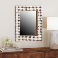 Design Shop Hampton Rectangle Coconut Shell Mirror, 26"H, White Patina