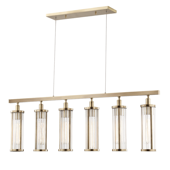 Hudson Valley Six Light Island Pendant from the Marley collection in Aged Brass finish