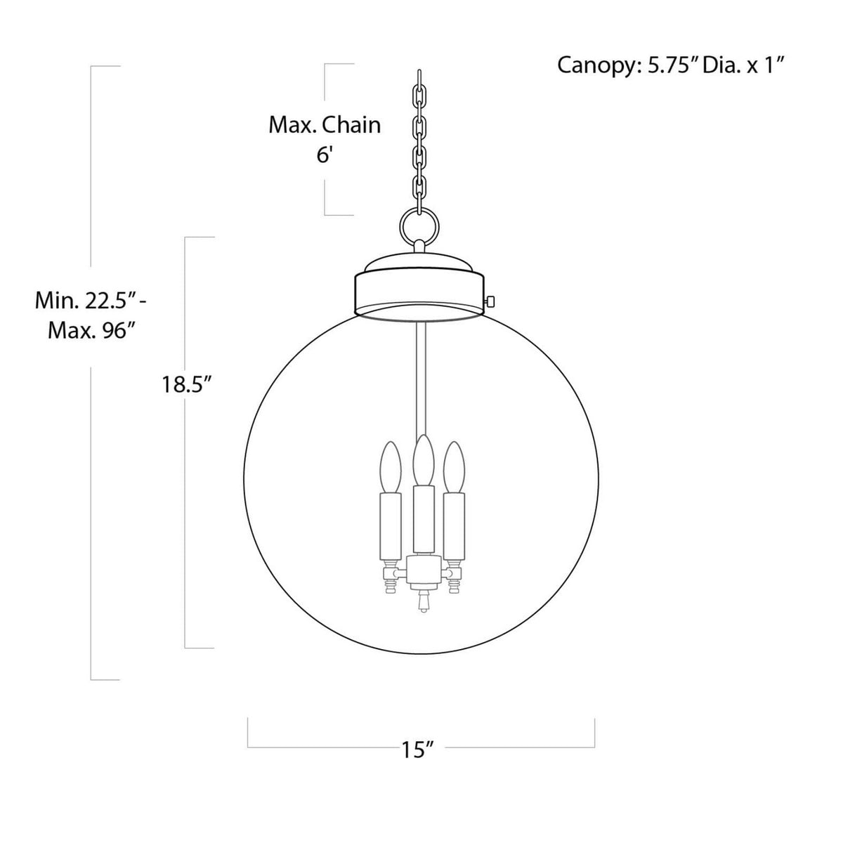 Regina Andrew - 16-1004ORBNB - Three Light Pendant - Globe - Oil Rubbed Bronze