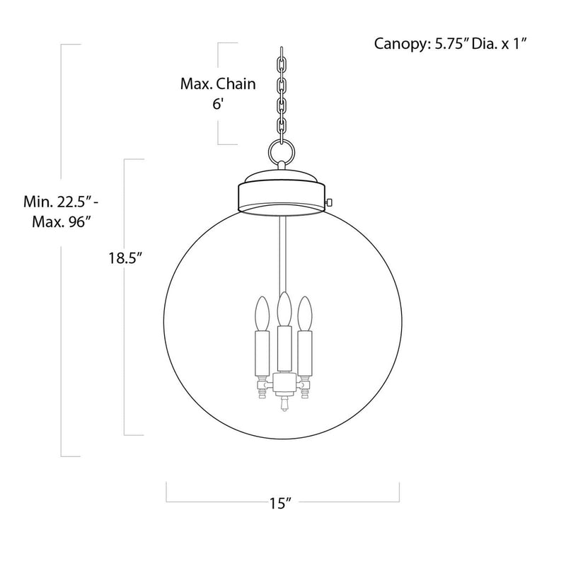Regina Andrew - 16-1004ORBNB - Three Light Pendant - Globe - Oil Rubbed Bronze