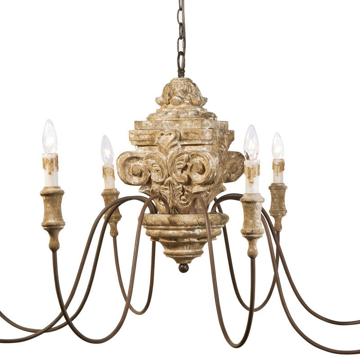 Regina Andrew Eight Light Chandelier from the Wood collection in Distressed Painted finish