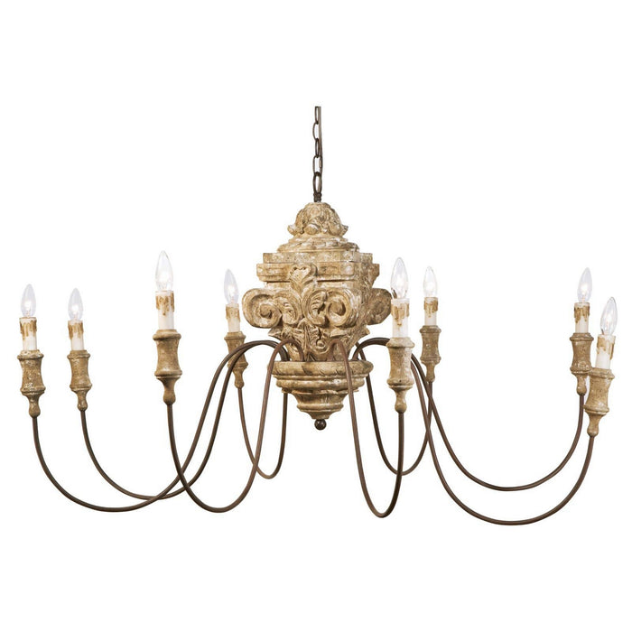 Regina Andrew Eight Light Chandelier from the Wood collection in Distressed Painted finish