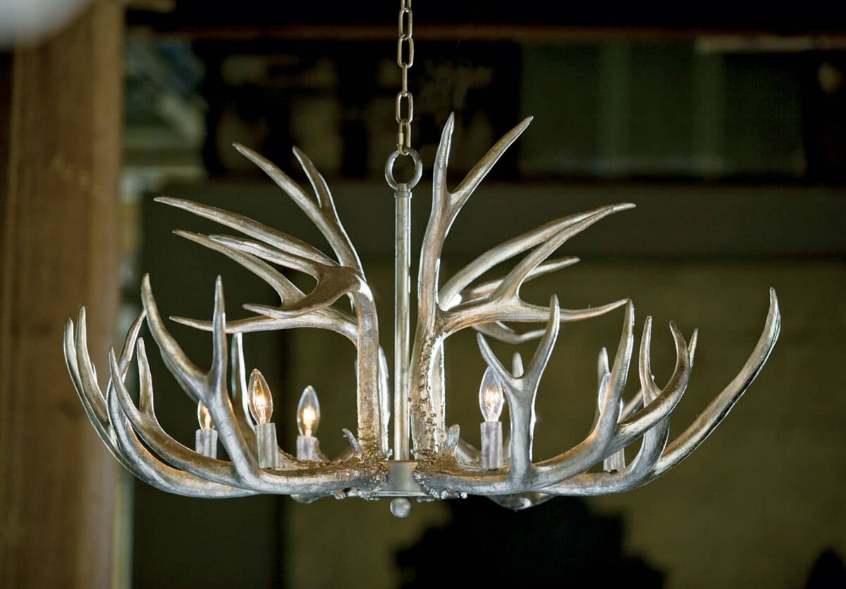 Regina Andrew - 16-1064 - Six Light Chandelier - Antler - Silver Leaf