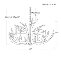 Regina Andrew - 16-1064 - Six Light Chandelier - Antler - Silver Leaf