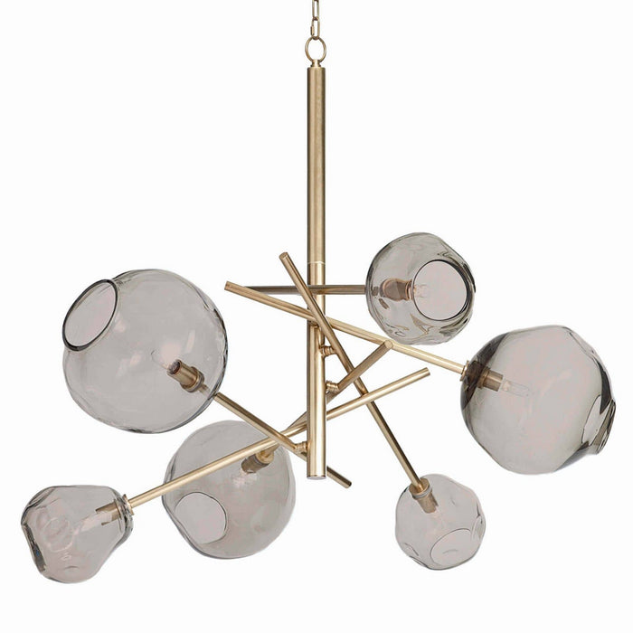 Regina Andrew Six Light Chandelier from the Molten collection in Natural Brass finish