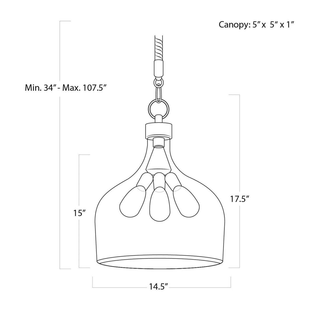 Regina Andrew - 16-1102 - Three Light Pendant - Demi John - Clear