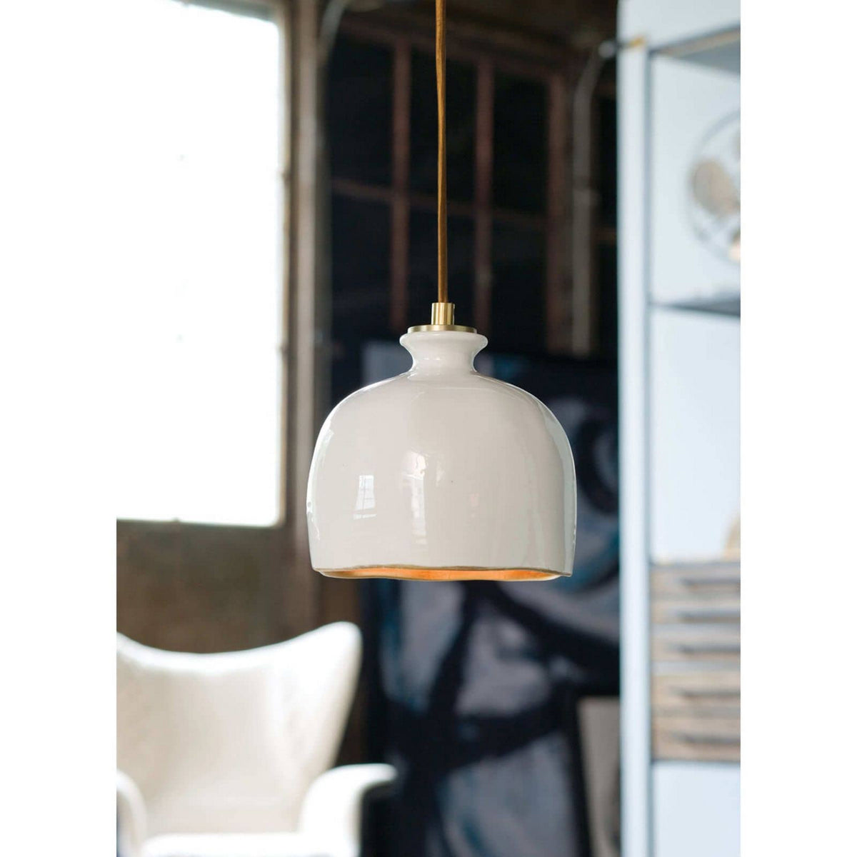 Regina Andrew - 16-1103 - One Light Pendant - Bianca - Gloss White and Gold