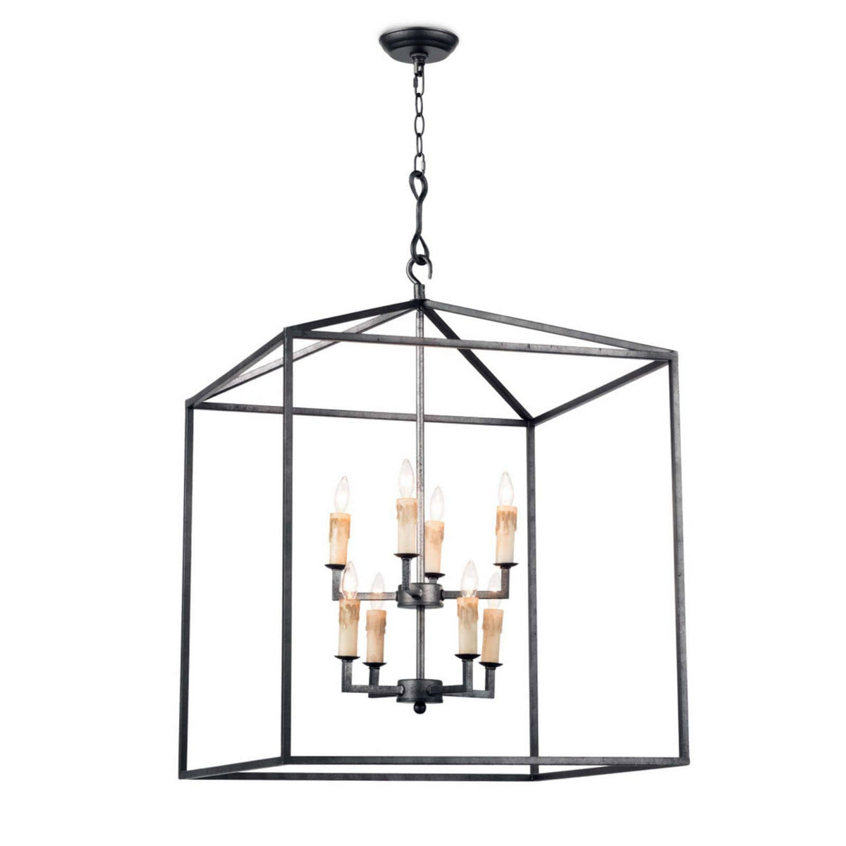 Regina Andrew - 16-1132BI - Eight Light Lantern - Cape - Blackened Iron