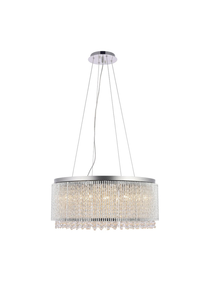 Elegant Lighting 14 Light Pendant from the Influx collection in Chrome finish