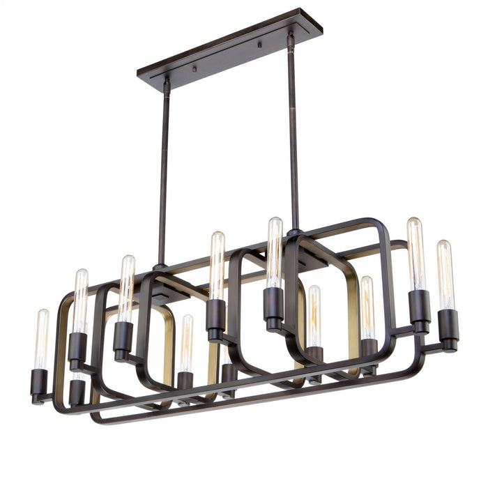 Artcraft 12 Light Island Pendant from the Marlborough collection in Oil Rubbed Bronze & Gold Leaf finish