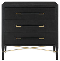 Currey and Company - 3000-0065 - Chest - Verona Collection - Black Lacquered Linen/Champagne