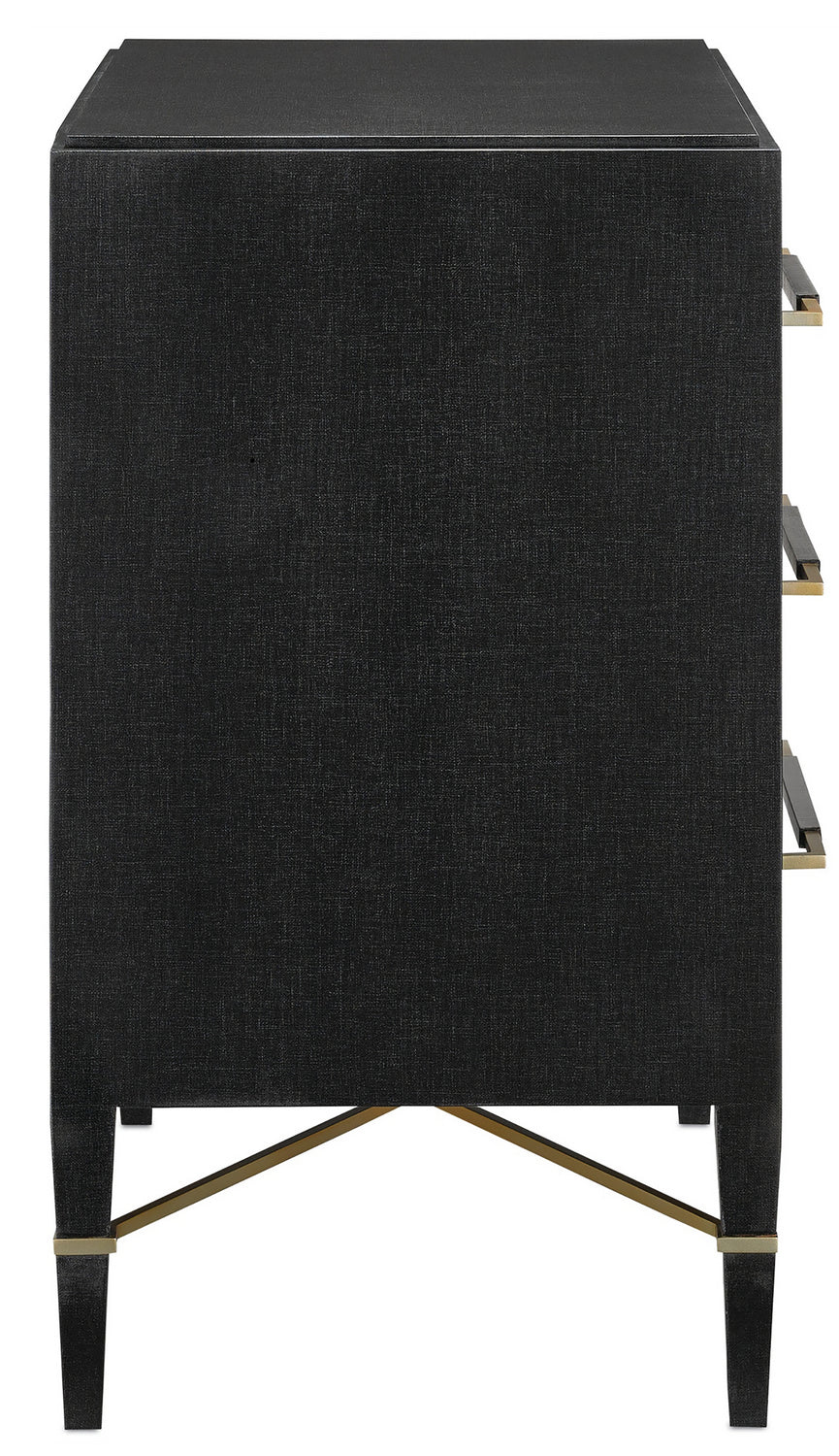 Currey and Company - 3000-0065 - Chest - Verona Collection - Black Lacquered Linen/Champagne