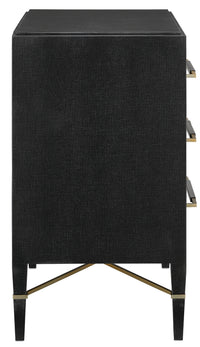 Currey and Company - 3000-0065 - Chest - Verona Collection - Black Lacquered Linen/Champagne