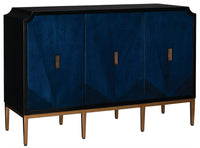 Currey and Company - 3000-0082 - Cabinet - Kallista Collection - Dark Sapphire/Caviar Black/Antique Brass