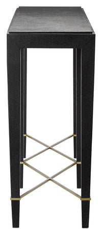 Currey and Company - 3000-0097 - Console Table - Verona Collection - Black Lacquered Linen/Champagne