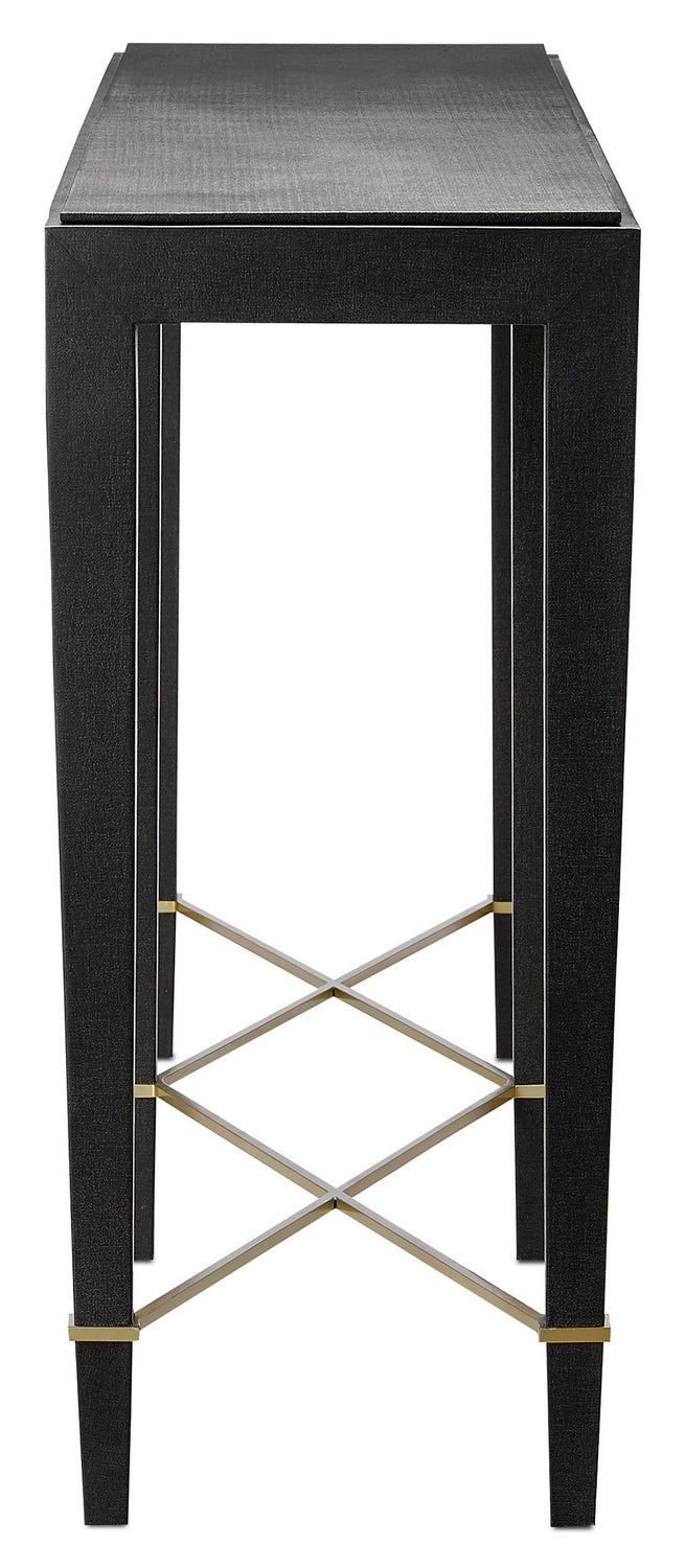 Currey and Company - 3000-0097 - Console Table - Verona Collection - Black Lacquered Linen/Champagne
