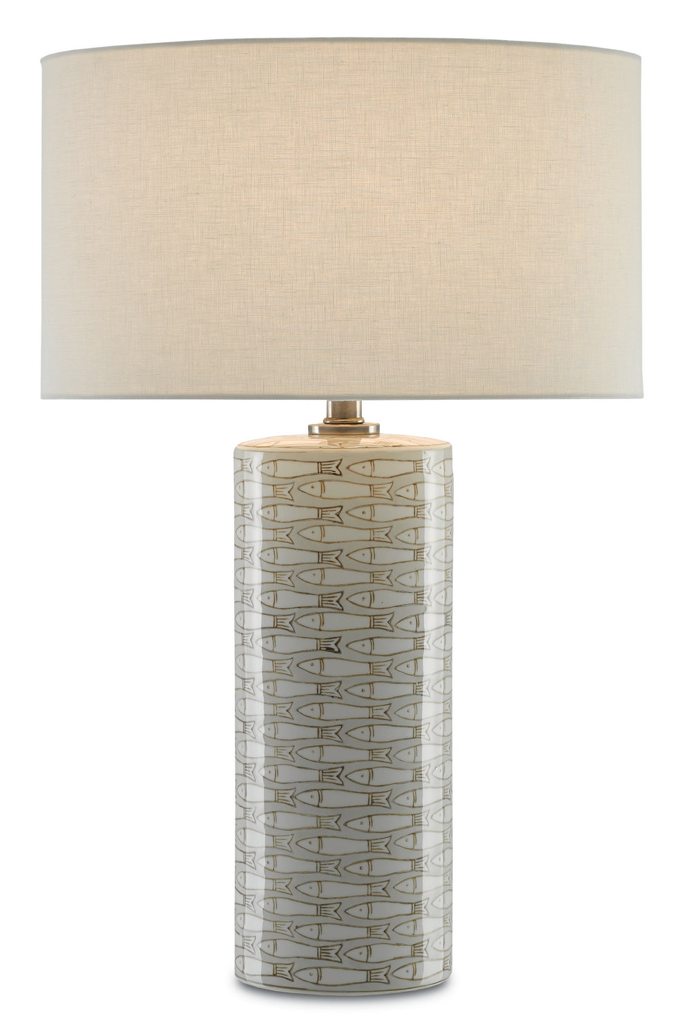 Currey and Company - 6000-0283 - One Light Table Lamp - Fisch Collection - Gray/White/Antique Nickel