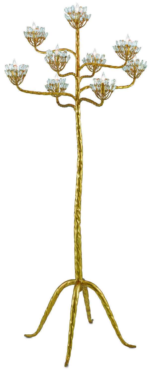 Currey and Company Nine Light Floor Candelabra from the Marjorie Skouras collection in Contemporary Gold Leaf finish