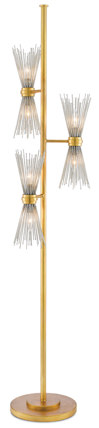 Currey and Company Six Light Floor Lamp from the Novatude collection in Antique Gold Leaf/Contemporary Silver Leaf finish