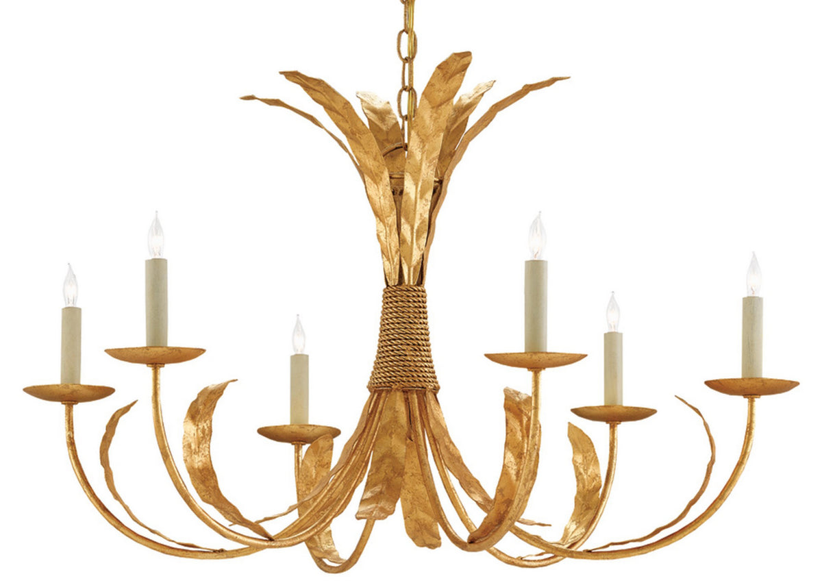 Currey and Company - 9000-0186 - Six Light Chandelier - Bette Collection - Grecian Gold Leaf