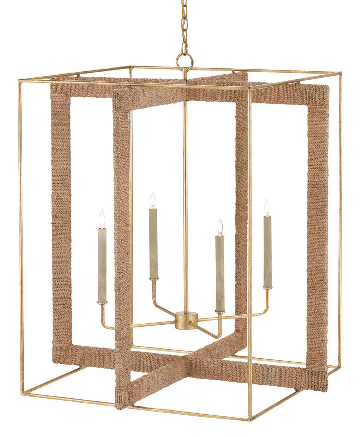 Currey and Company - 9000-0217 - Four Light Lantern - Purebred - Natural/Dark Contemporary Gold Leaf