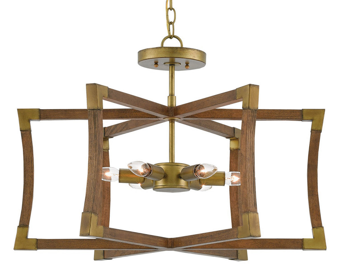Currey and Company - 9000-0221 - Six Light Lantern - Bastian Collection - Chestnut/Brass