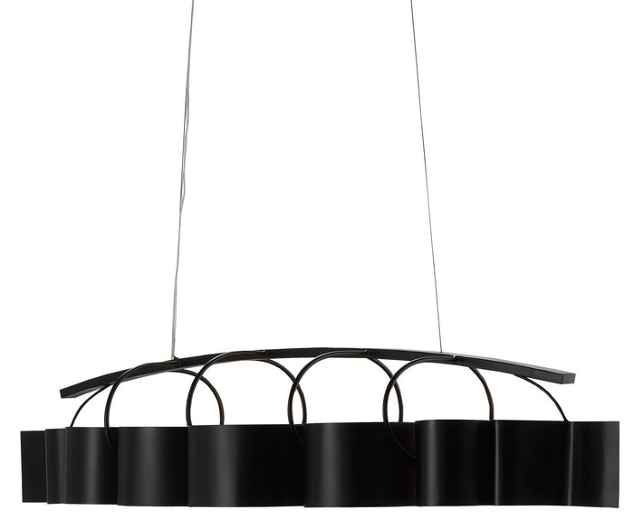 Currey and Company Eight Light Chandelier from the Marchfield collection in Satin Black/Contemporary Gold Leaf finish
