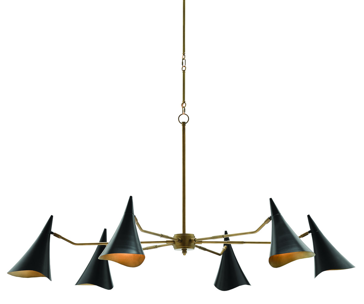 Currey and Company - 9000-0311 - Six Light Chandelier - Library Collection - Oil Rubbed Bronze/Antique Brass