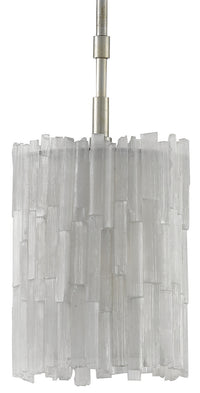 Currey and Company - 9000-0344 - One Light Pendant - Moonstone Collection - Natural/Chinois Silver Leaf