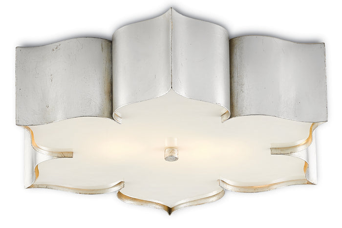 Currey and Company Two Light Flush Mount from the Grand collection in Contemporary Silver Leaf finish