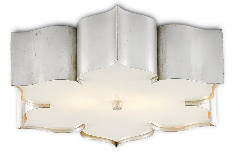 Currey and Company - 9999-0042 - Two Light Flush Mount - Grand Lotus Collection - Contemporary Silver Leaf