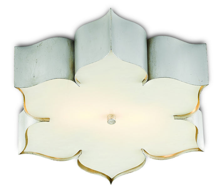 Currey and Company Two Light Flush Mount from the Grand collection in Contemporary Silver Leaf finish
