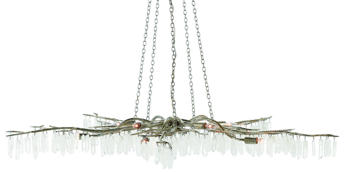 Currey and Company Ten Light Chandelier from the Aviva Stanoff collection in Textured Silver/Natural finish