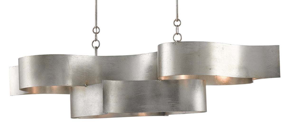 Currey and Company - 9000-0372 - Six Light Chandelier - Grand Lotus Collection - Contemporary Silver Leaf