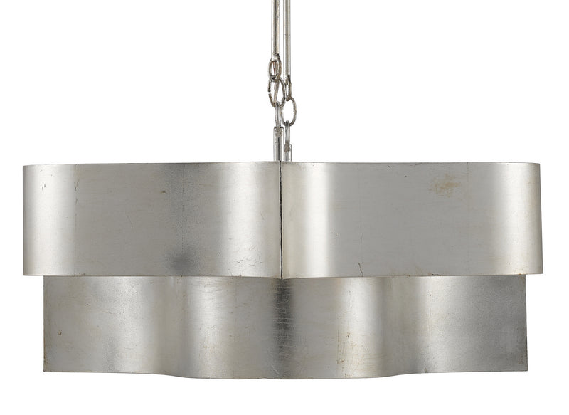 Currey and Company - 9000-0372 - Six Light Chandelier - Grand Lotus Collection - Contemporary Silver Leaf